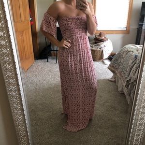 Off shoulder floral maxi dress